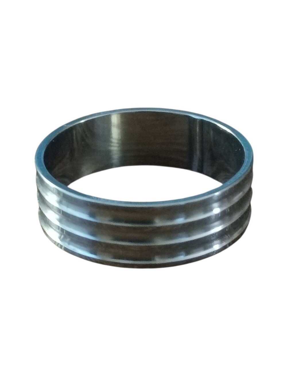 Stainless Steel Ring Size 10 Silver Tone Unisex Grooved